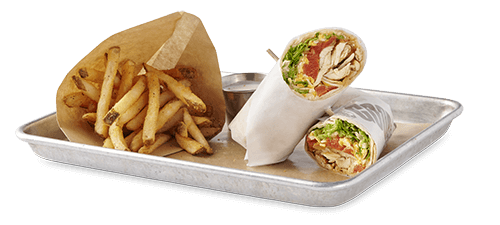grilled chicken wrap with fries